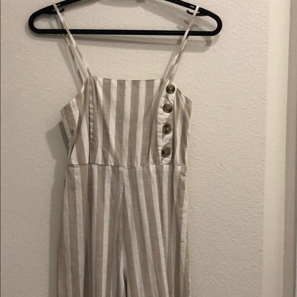 Striped and Wide Leg Jumpsuit